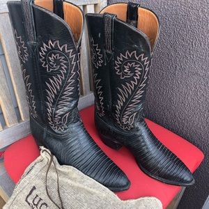 Lucchese black lizard cowboy boots